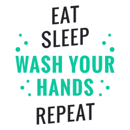 Comer dormir lavarse las manos letras Diseño PNG