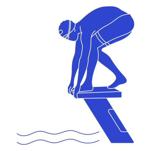 Female swimmer ready blue PNG Design