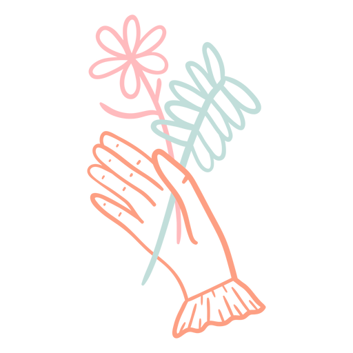 Traço de flores agarrando Desenho PNG