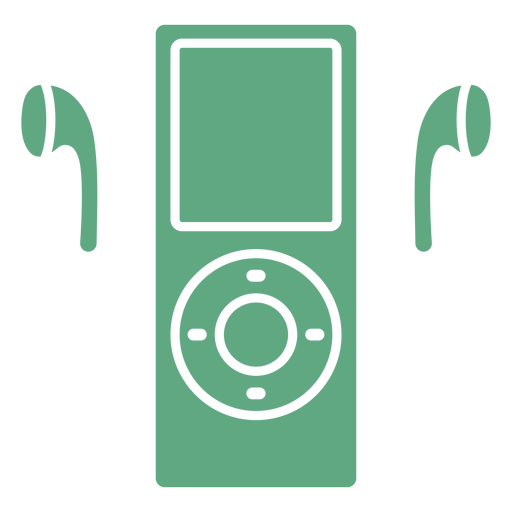 Ipod earphones flat green PNG Design