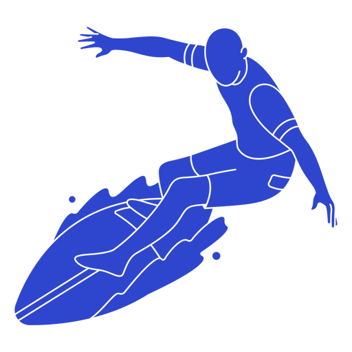 M?nnlicher Surfer blau PNG-Design