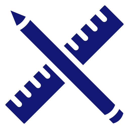 Pencil and ruler icon blue PNG Design