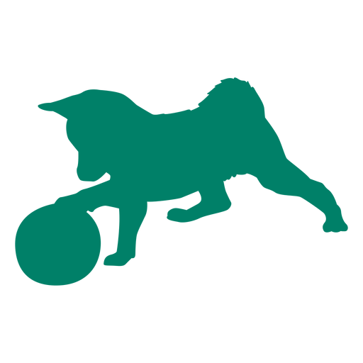 Puppy playing ball silhouette PNG Design