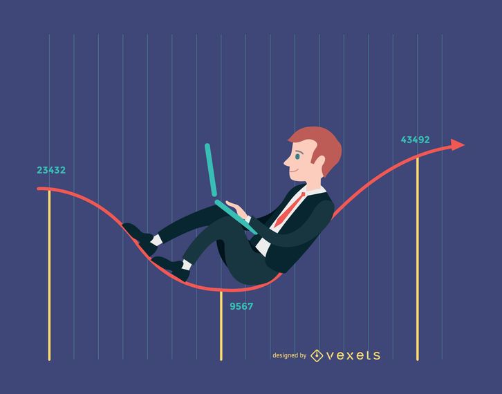 Businessman working on the currency chart line Businessman working on the currency chart line