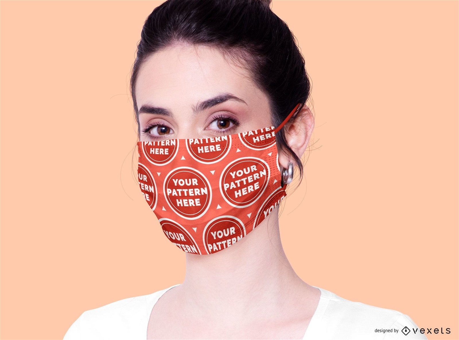 Woman wearing face mask mockup