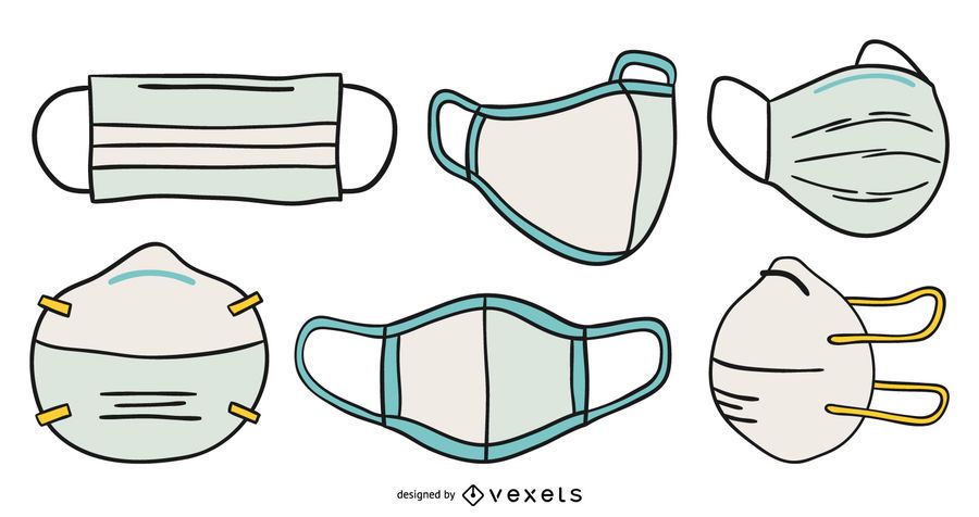 Face masks hand drawn set Face masks hand drawn set