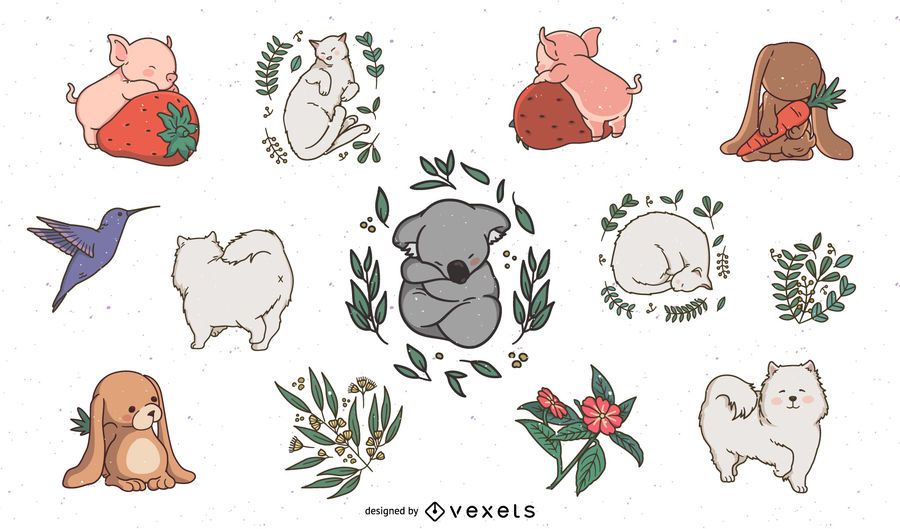 Sleepy animals cute set Sleepy animals cute set