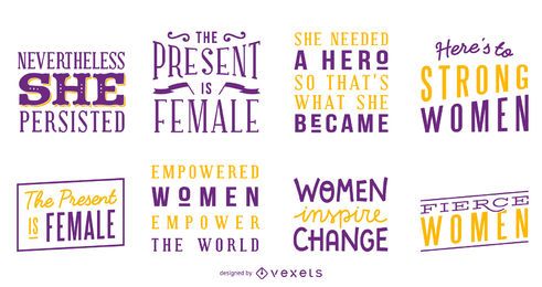 Strong women lettering set Strong women lettering set