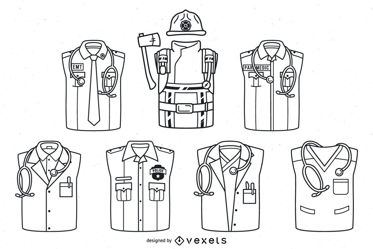 Conjunto de trazos de uniformes de primera respuesta