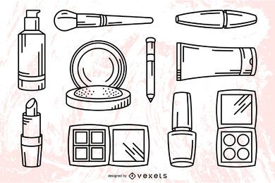 Conjunto de traços de maquiagem cosméticos