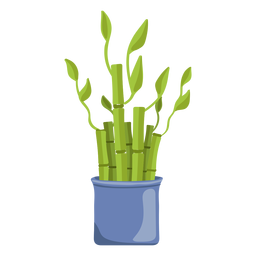 Bamboo lucky plant set blue illustration PNG Design