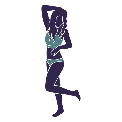Bikini chica mano en cabeza azul Diseño PNG