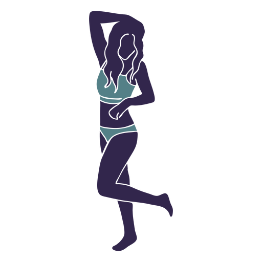 Bikini girl hand on head blue PNG Design