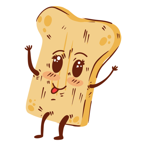 Bread Slice Cartoon glücklich flach PNG-Design