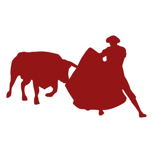 Bullfight charging bull silhouette