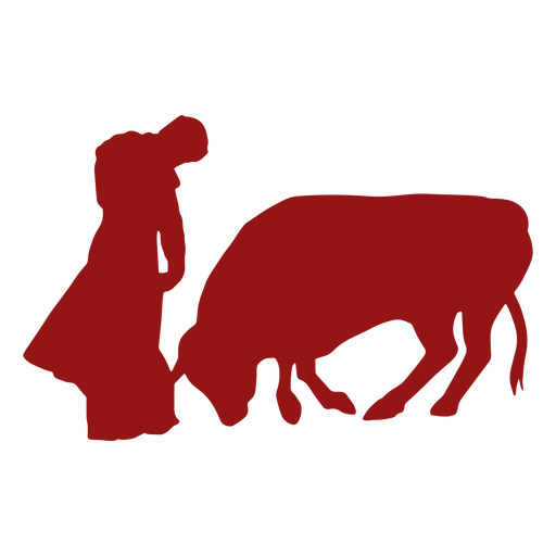 Bullfight kneeling bull silhouette