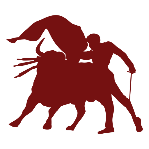 Bullfight turning bull silhouette