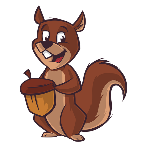 Esquilo carregando desenho animado de noz