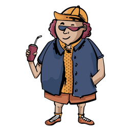 Senhora do cinema refrigerante desenhado à mão Desenho PNG