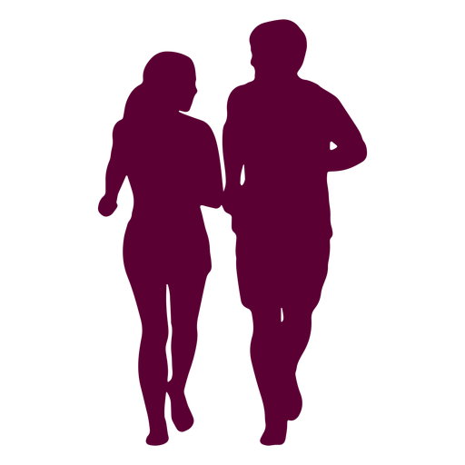 Couple jogging silhouette PNG Design