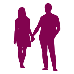 Pareja de pie cogidos de la mano silueta pareja Diseño PNG