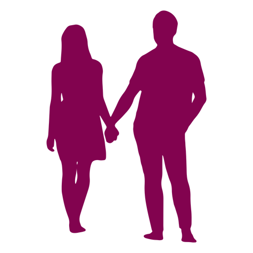 Couple standing holding hands silhouette couple PNG Design