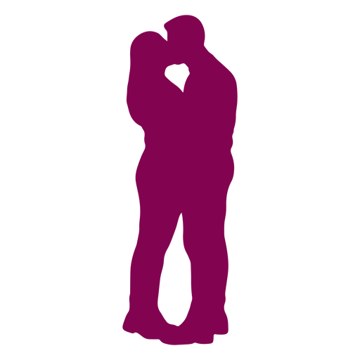 Couple standing kissing silhouette