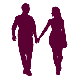 Pareja caminando tomados de la mano silueta pareja Diseño PNG
