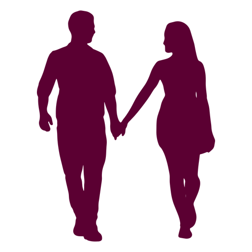 Couple walking holding hands silhouette couple PNG Design