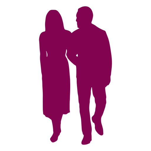 Couple walking talking silhouette