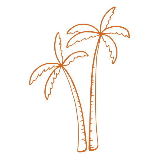 Doodle palmera corta cerca plana Diseño PNG