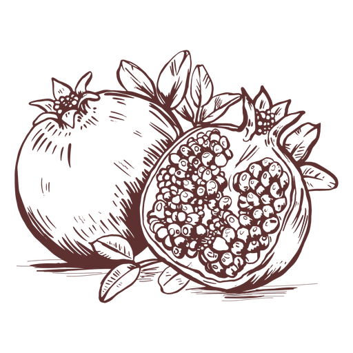 Früchte Granatapfelfrucht geschnittene Hand gezeichnet PNG-Design