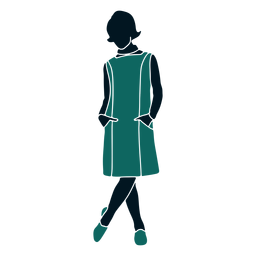 Retro 60 chica manos en bolsillos Diseño PNG