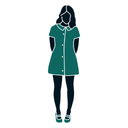 Retro 60 chica de pie con las manos detrás de la espalda Diseño PNG