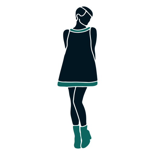 Retro 60s girl standing looking sideways PNG Design