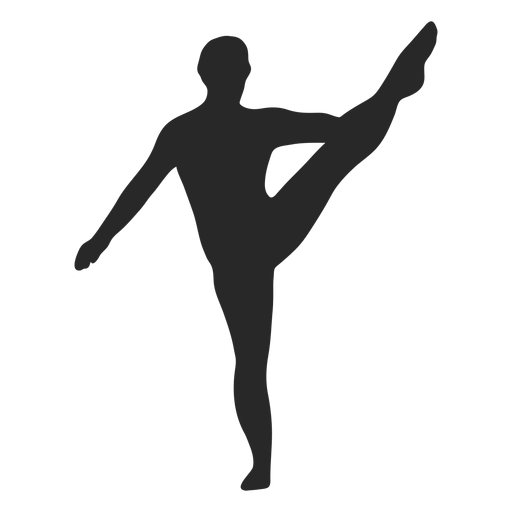 Sports gymnastic poses heel stretch silhouette PNG Design