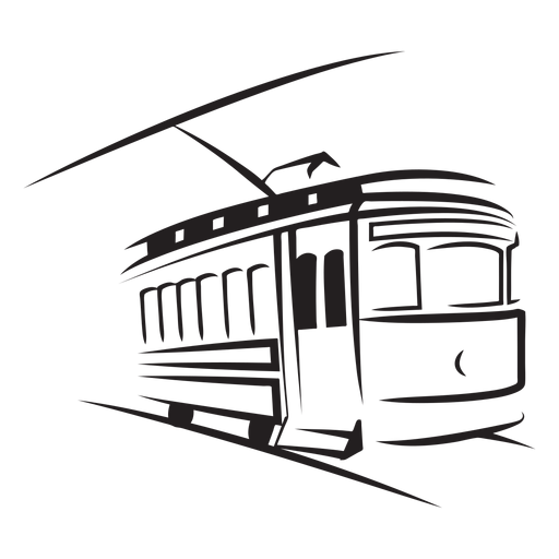 Train electric right facing  old style stroke PNG Design