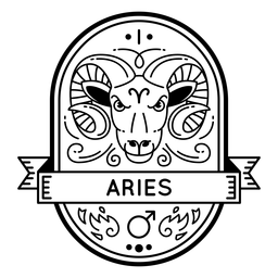 Traço de Áries com o símbolo do emblema do Zodíaco Desenho PNG