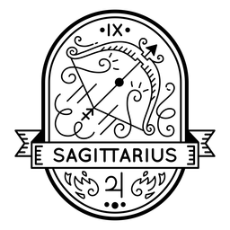 Símbolo do emblema do zodíaco traço sagitário Desenho PNG