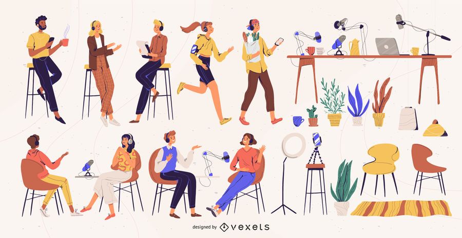 Podcast Characters Illustration Pack Podcast Characters Illustration Pack