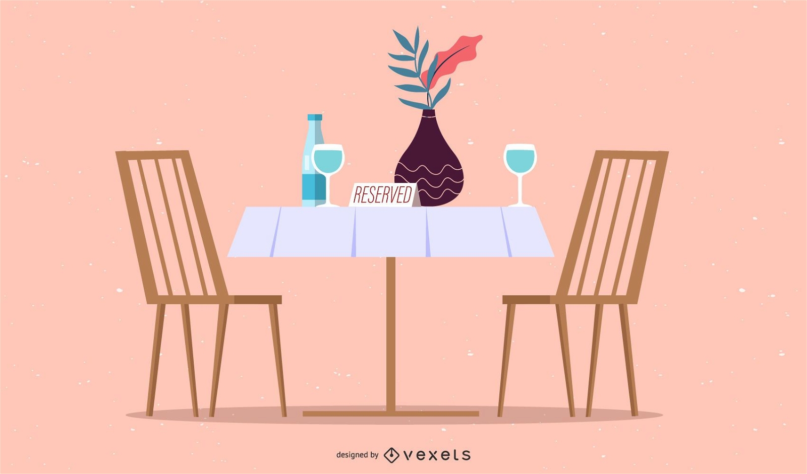 Reserved table for two restaurant illustration