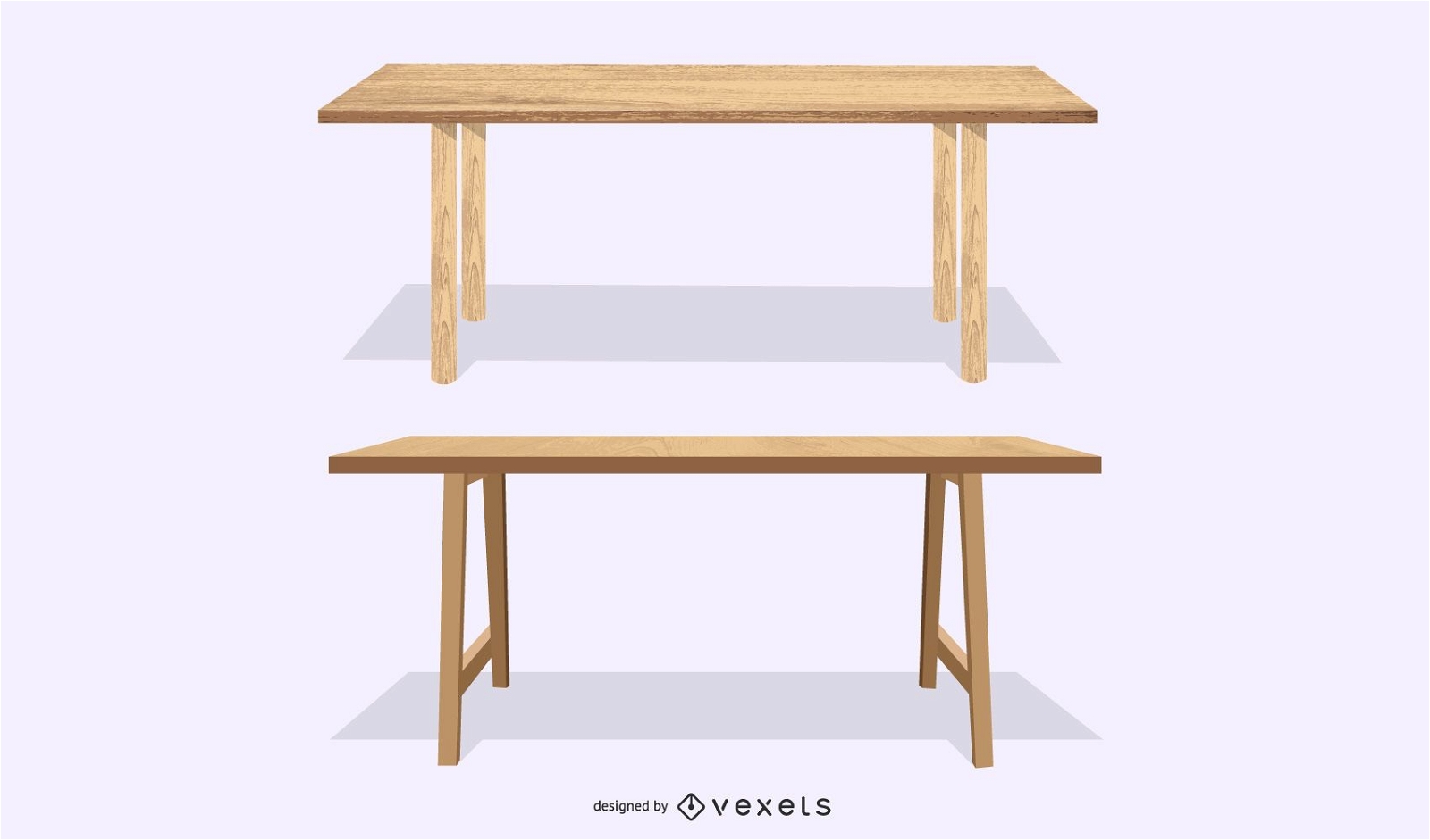 two wooden tables set