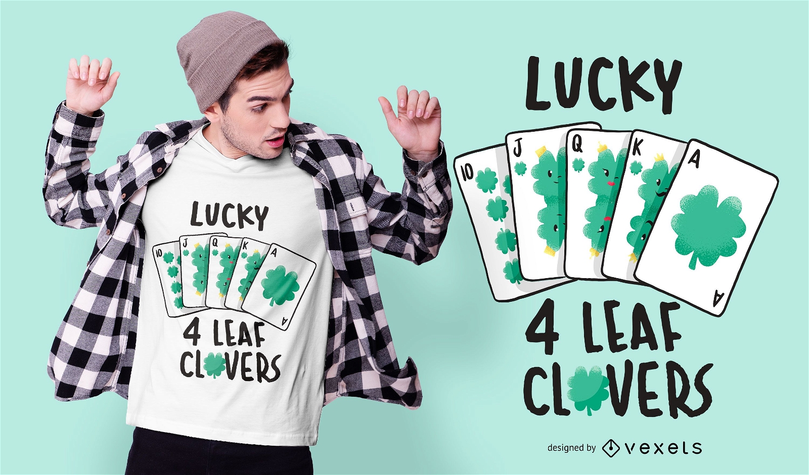 Design de t-shirt do cartão Lucky Clover