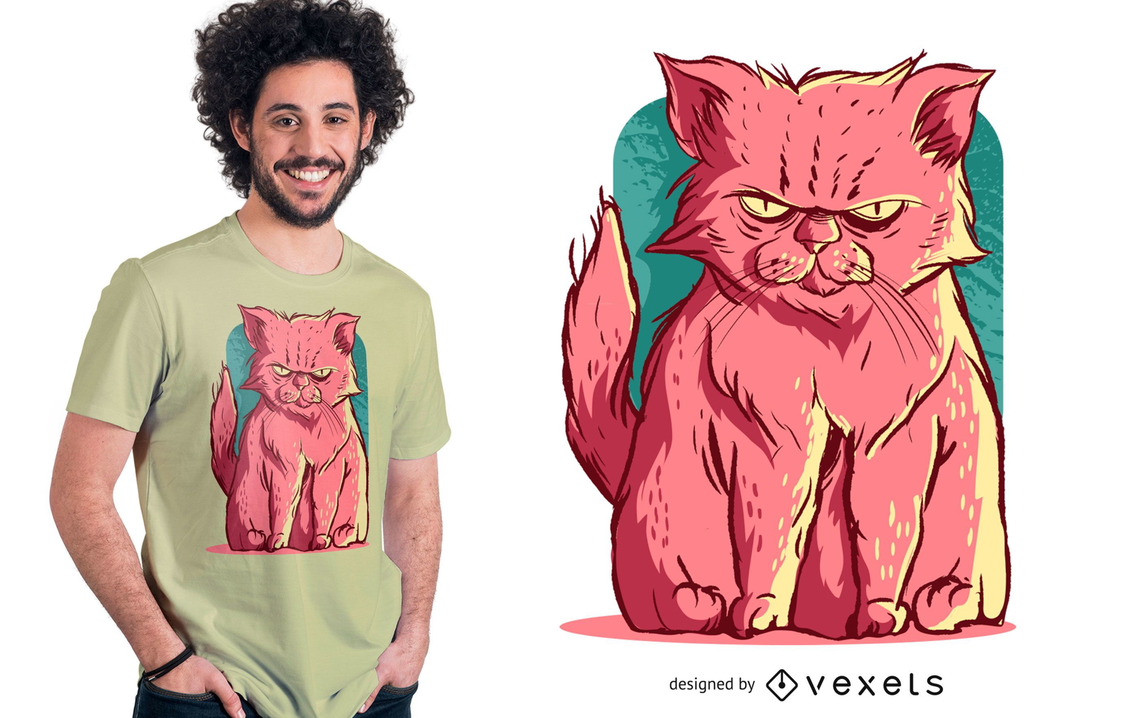 Wütendes rosa Katzen-T-Shirt Design