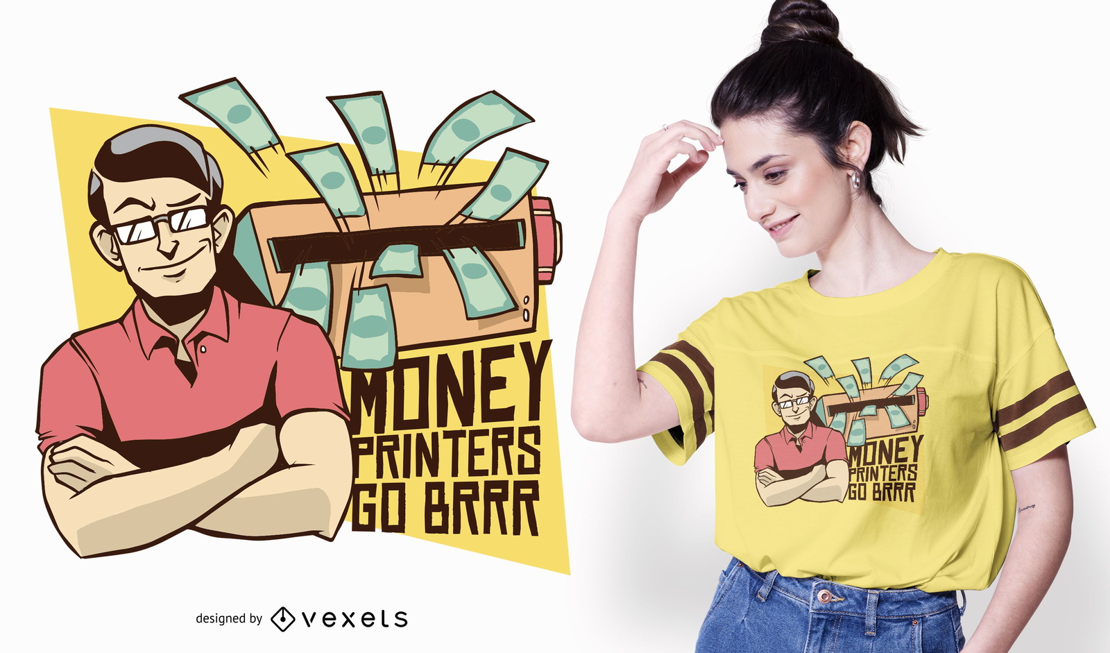 Diseño de camiseta con cita de impresora de dinero