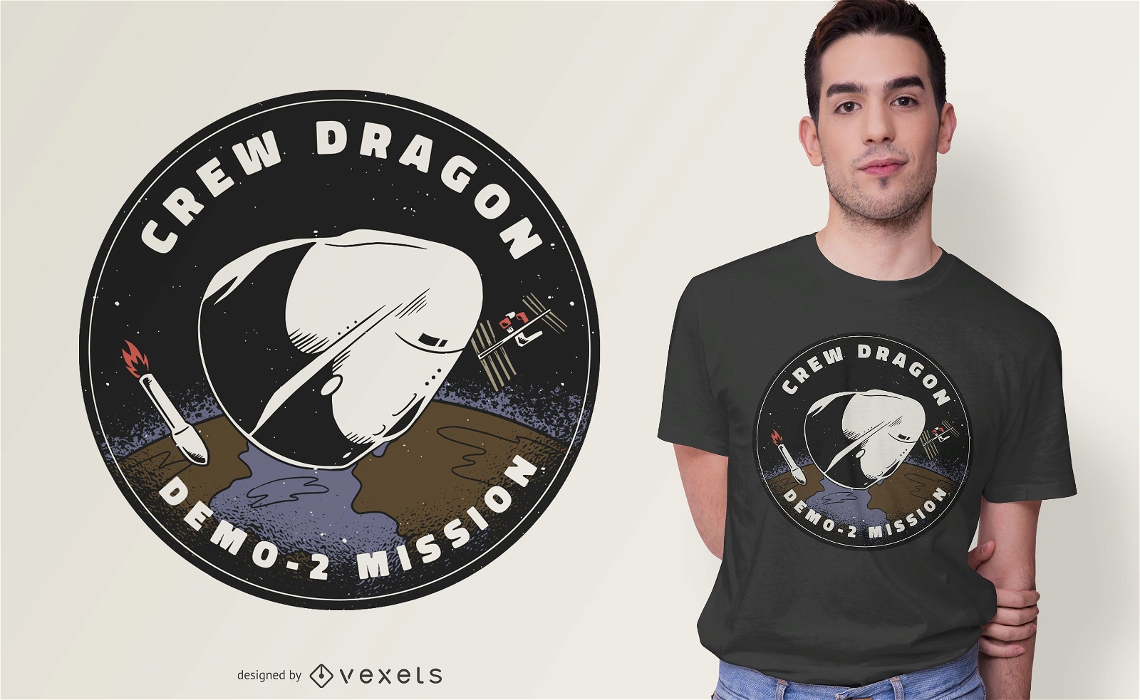 Design de camiseta do Crew Dragon Patch