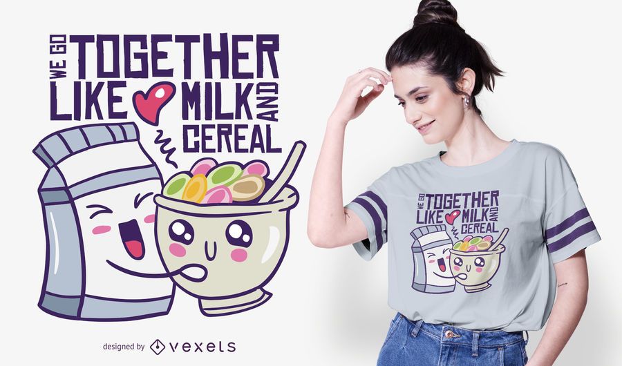 Milk And Cereal Love Quote T-shirt Design - Vector Download