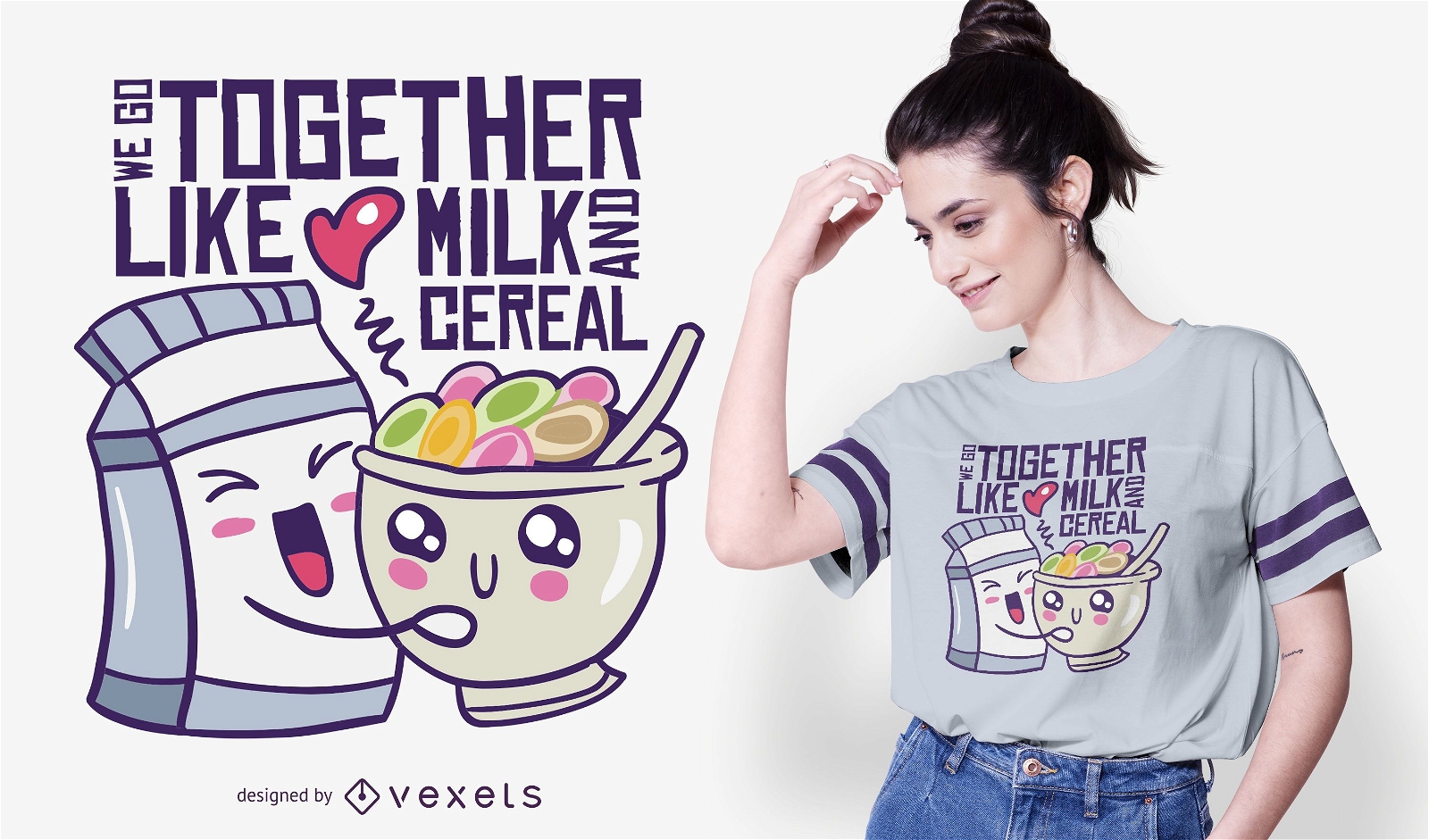 Diseño de camiseta de cita de amor de leche y cereales