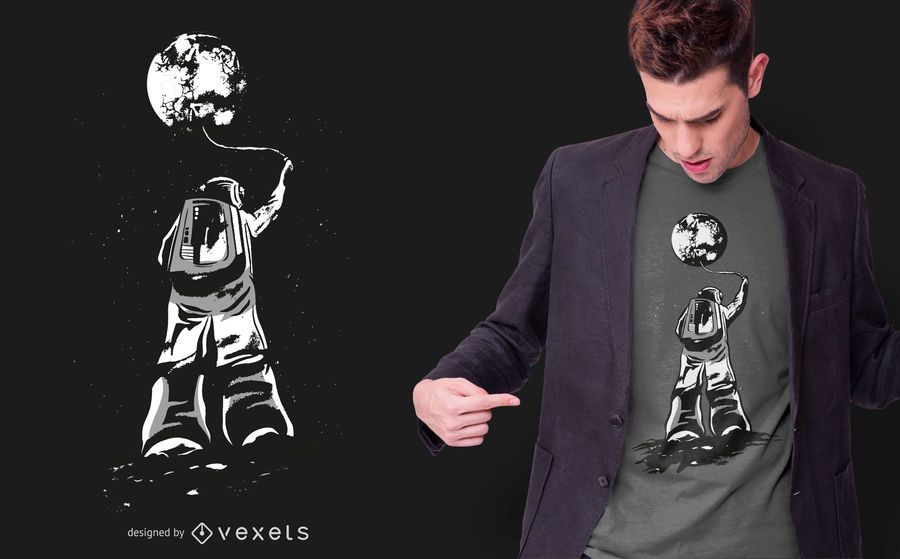 Astronaut and Moon T-shirt Design Astronaut and Moon T-shirt Design