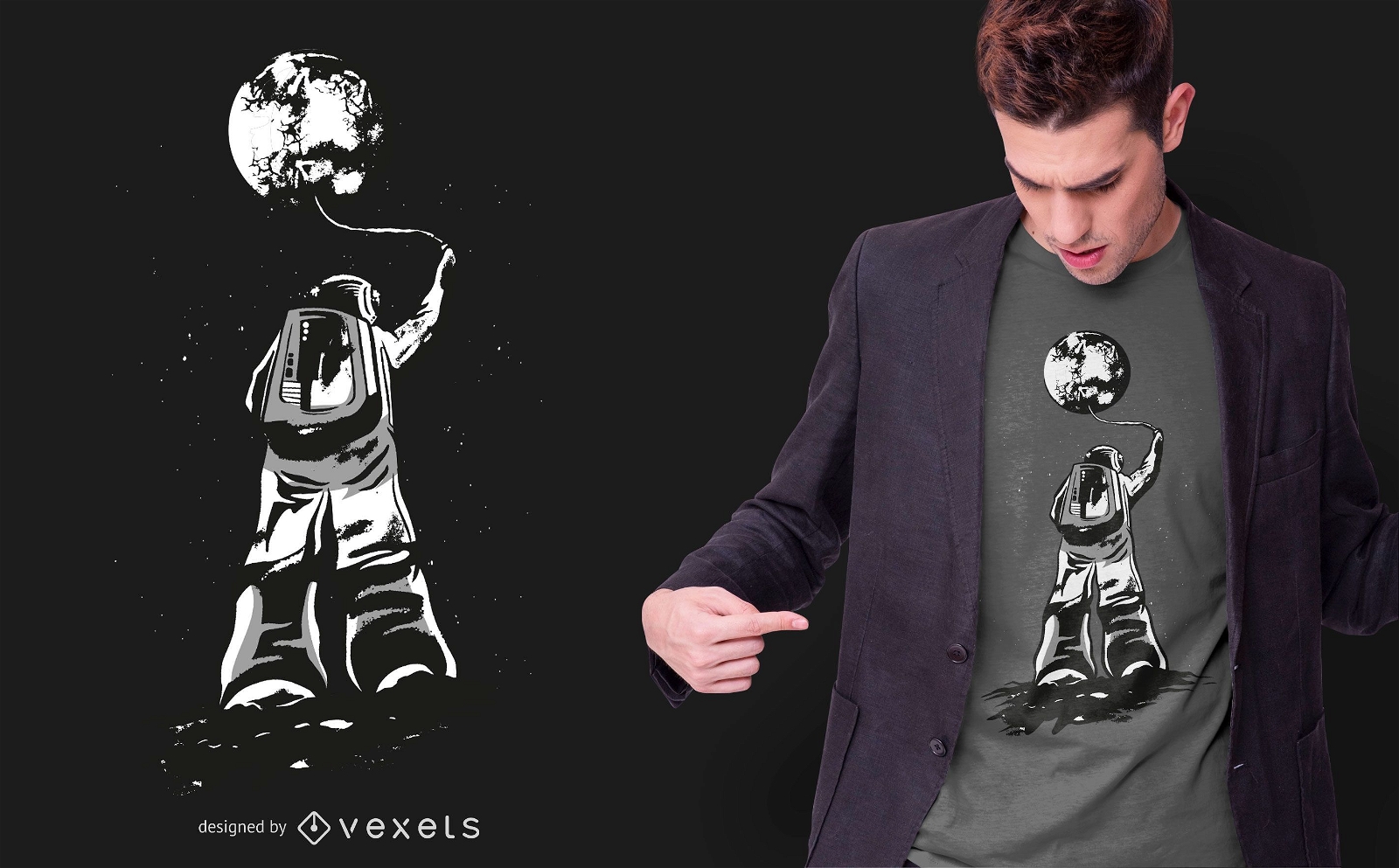Astronaut und Mond T-Shirt Design